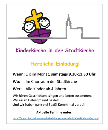 Für weitere Informationen zur Kinderkirche bitte hier anklicken"